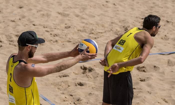 FIVB World Tour - Olsztyn 4-Star Open am 20.07.2017 Armin Dollinger, Jonathan Erdmann (GER); FIVB World Tour - Olsztyn 4-Star Open am 20.07.2017, Olsztyn (Polen). xPWx