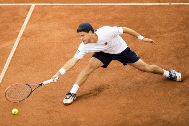 170721 Diego Schwartzman, Argentina, i en tennismatch under dag 6 av Swedish Open den 21 juli 2017 i Bastad.  Copyright: MATHILDAxAHLBERG BB170721MA024