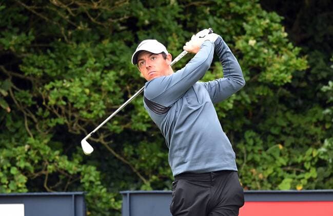 Northern Ireland s Rory Mcllroy drives at the 4th tee on Day two at the 146th Open Championship, Southport on July 21, 2017.  LON2017072102 HUGOxPHILPOTT