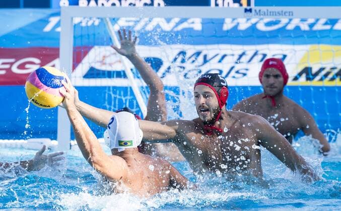 Preliminary Round WaterPolo Men s Brazil BRA (White Cup) Vs Canada CAN (Blue Cup) 5 Matt Halajian CAN Canada Day 08 21 07 2017 XVII FINA World Championships Aquatics City Park - Varosliget Lake Budapest Hungary Photo Pasquale Mesiano Deepbluemedia Insidefoto psqualexmesiano