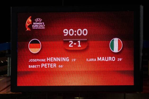 NLD, Tilburg, UEFA Women s Euro 2017, Deutschland (GER) vs Italien (ITA) 21.07.2017, Koenig Willem II Stadion , Tilburg, NLD, Tilburg, UEFA Women s Euro 2017, Deutschland (GER) vs Italien (ITA), im Bild picture shows Anzeigetafel Endstand 2:1, nordphotox xRauch nph00251