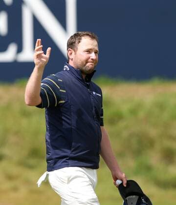 22nd July 2017, Royal Birkdale Golf Club, Southport, England; The 146th Open Golf Championship, third round ; Branden Grace (RSA) smiles as he leaves the 18th green after his record low score of 62 in an Open Championship xDavidxBlunsdenx  ActionPlus11904864