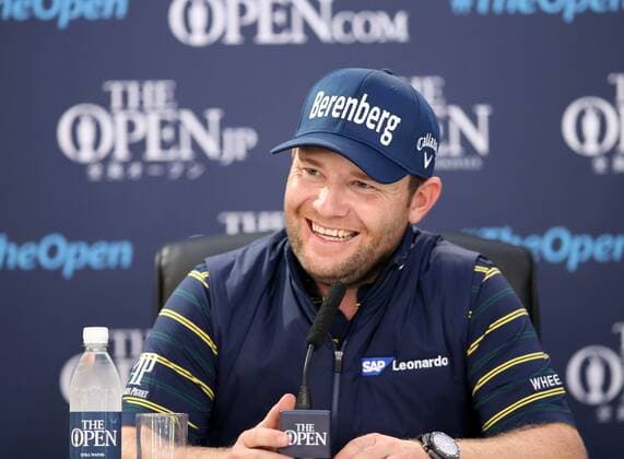 22nd July 2017, Royal Birkdale Golf Club, Southport, England; The 146th Open Golf Championship, third round ; Branden Grace (RSA) laughs as he explains he was not aware of his Open Championship record breaking score of 62 until after he had finished playing the hole xDavidxBlunsdenx  ActionPlus11904868