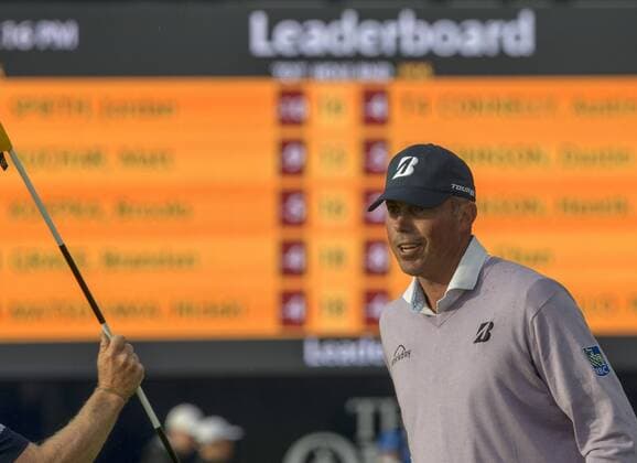 22nd July 2017, Royal Birkdale Golf Club, Southport, England; The 146th Open Golf Championship, third round ; Matt Kuchar (USA) continues his pursuit of Jordan Spieth (USA) on the leaderboard as they complete the 16th hole xDavidxBlunsdenx  ActionPlus11905208