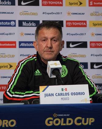 July 22, 2017 - Pasadena, California, U.S - Juan Carlos Osorio, coach of the national team Nationalteam of Mexico attends a Gold Cup soccer conference at the Rose Bowl in Pasadena California on Saturday, July 22, 2017. JAVIER ROJAS PI Juan Carlos Osorio press conference PK Pressekonferenz - ZUMAp124 20170722_zaa_p124_018 Copyright: xArianaxRuizx