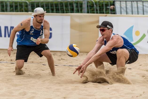 FIVB World Tour - Olsztyn 4-Star Open am 22.07.2017 Markus Boeckermann (GER), Lars Flueggen (GER); FIVB World Tour - Olsztyn 4-Star Open am 22.07.2017, Olsztyn (Polen). xPWx