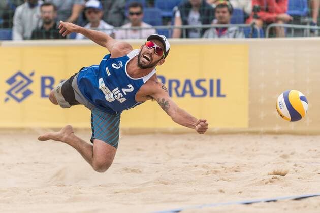 FIVB World Tour - Olsztyn 4-Star Open am 22.07.2017 Nicholas Lucena (USA); FIVB World Tour - Olsztyn 4-Star Open am 22.07.2017, Olsztyn (Polen). xPWx