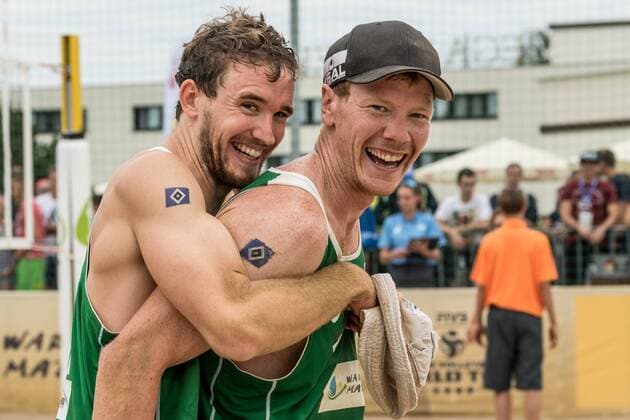 FIVB World Tour - Olsztyn 4-Star Open am 22.07.2017 Lars Flueggen, Markus Boeckermann (GER); FIVB World Tour - Olsztyn 4-Star Open am 22.07.2017, Olsztyn (Polen). xPWx