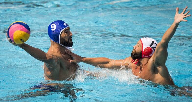 Preliminary Round WaterPolo Men s Canada CAN (White Cup) Vs France FRA (Blue Cup) 9 Mehdi Marzouki FRA France 12 Devon Ross Thumwood CAN Canada Day 10 23 07 2017 XVII FINA World Championships Aquatics City Park - Varosliget Lake Budapest Hungary Photo Pasquale Mesiano Deepbluemedia Insidefoto pasqualexmesiano