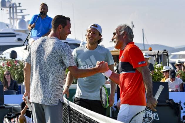 Mansour Bahrami - Lucas Pouille - Michael Liodra CELEBRITES : Classic Tennis Tour 2017 - Saint Tropez - 22 07 2017 NorbertScanella Panoramic 
