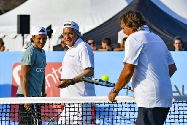 Ilie Nastase - Lucas Pouille - Flavio Panatta CELEBRITES : Classic Tennis Tour 2017 - Saint Tropez - 22 07 2017 NorbertScanella Panoramic 