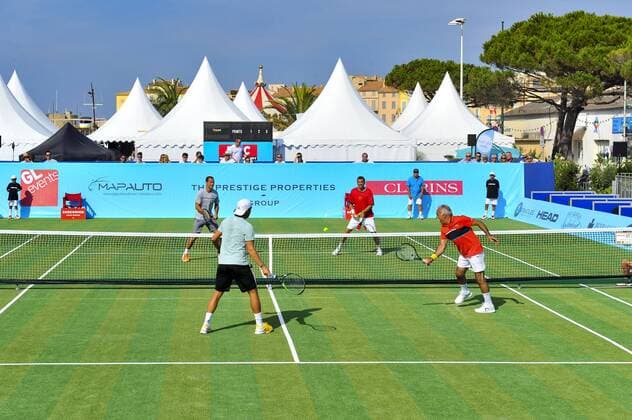 Mansour Bahrami - Sergi Bruguera - Lucas Pouille - Michael Llodra CELEBRITES : Classic Tennis Tour 2017 - Saint Tropez - 22 07 2017 NorbertScanella Panoramic 