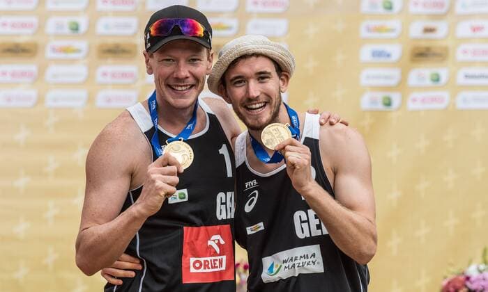FIVB World Tour - Olsztyn 4-Star Open am 23.07.2017 Markus Boeckermann, Lars Flueggen (GER); FIVB World Tour - Olsztyn 4-Star Open am 23.07.2017, Olsztyn (Polen). xPWx