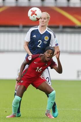 Vaila Barsley of Scotland women, Diana Silva of Portugal women during the UEFA WEURO 2017 Group D group stage match between Scotland and Portugal at the Sparta stadium Het Kasteel on July 23, 2017 in Rotterdam, The Netherlands Women: Scotland v Portugal UEFA WEURO 2017 2017 2018 xVIxVIxImagesx xTomxBodexMultimediaxIVx 8296722