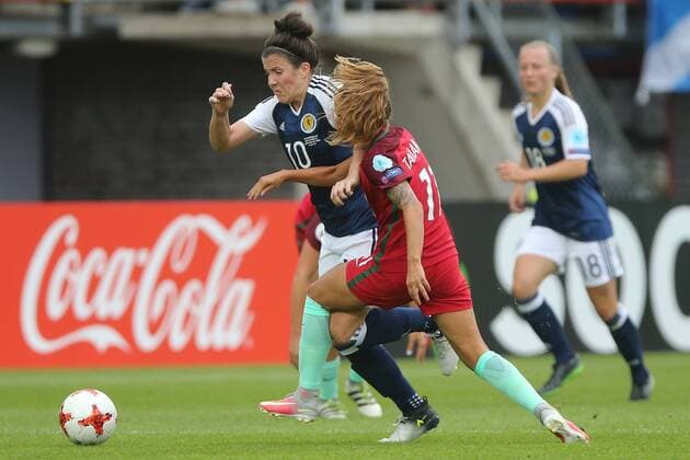 Leanne Crichton of Scotland women, Tatiana Pinto of Portugal women during the UEFA WEURO 2017 Group D group stage match between Scotland and Portugal at the Sparta stadium Het Kasteel on July 23, 2017 in Rotterdam, The Netherlands Women: Scotland v Portugal UEFA WEURO 2017 2017 2018 xVIxVIxImagesx xTomxBodexMultimediaxIVx 8296824