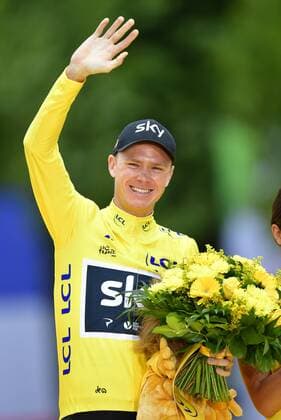 PARIS, FRANCE - JULY 23 : FROOME Christopher of Team Sky pictured during the podium ceremony after stage 21 of the 104th edition of the 2017 Tour de France cycling race, a stage of 103 kms between Montgeron and Paris Champs-Elysees on July 23, 2017 in Paris, France, 23 07 17 CYCLISME : Tour de France 2017 - Etape 21 - Montgeron to paris champs elysees - 23 07 2017 PHOTONEWS PANORAMIC 