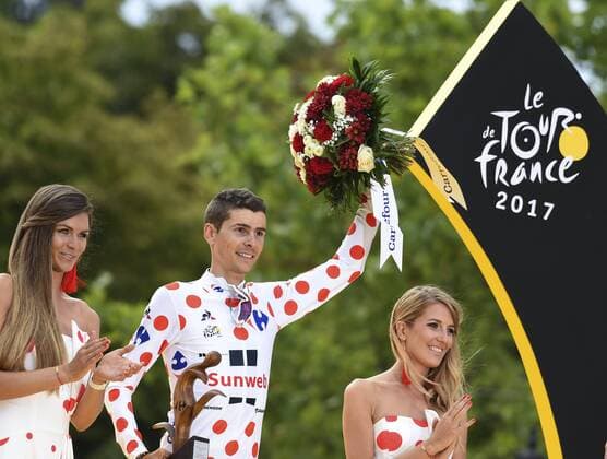 PARIS, FRANCE - JULY 23 : BARGUIL Warren of Team Sunweb pictured during the podium ceremony after stage 21 of the 104th edition of the 2017 Tour de France cycling race, a stage of 103 kms between Montgeron and Paris Champs-Elysees on July 23, 2017 in Paris, France, 23 07 17 CYCLISME : Tour de France 2017 - Etape 21 - Montgeron to paris champs elysees - 23 07 2017 PHOTONEWS PANORAMIC 