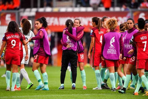 Jubel, Freuen, celebrate, happy, cheer , Goal Celebration Portugal nach 1:2 Sieg, Fussball, UEFA Women s EURO 2017, Schottland - Portugal, xmkx
