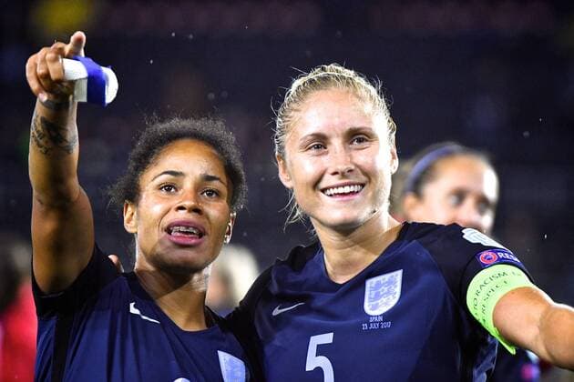 England Women v Spain UEFA Women s Euros 2017 Demi Stokes of England (left) and Steph Houghton of England (right) following the UEFA Women s Euros 2017 match at the Rat Verlegh Stadion, Breda Copyright: xKristianxKanex FIL-10432-0029 UK Newspapers OUT