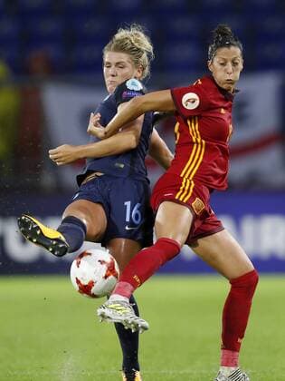 (L-R) Millie Bright of England women, Jennifer Hermoso of Spain women during the UEFA WEURO 2017 Group D group stage match between England and Spain at the Rat Verlegh stadium on July 23, 2017 in Breda, The Netherlands Women: England v Spain UEFA WEURO 2017 2017 2018 xVIxVIxImagesx xMauricexvanxSteenxIVx 8299685