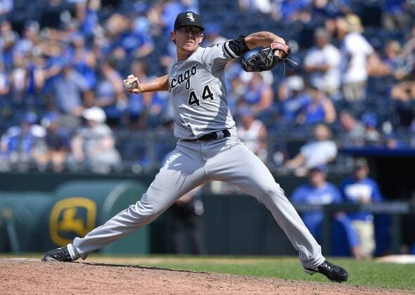 July 23, 2017 - Kansas City, MO, USA - Chicago White Sox relief pitcher Tyler Clippard throws in the ninth inning against the Kansas City Royals on Sunday, July 23, 2017 at Kauffman Stadium in Kansas City, Mo. Chicago White Sox vs. Kansas City Royals - ZUMAm67_ 20170723_zaf_m67_038 Copyright: xJohnxSleezerx