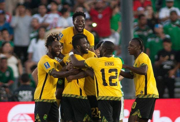 (170724) -- PASADENA, July 24, 2017 -- Players of Jamaica celebrate Kemar Lawrence s goal during the semifinal of the CONCACAF Gold Cup soccer tournament between Jamaica and Mexico at the Rose Bowl in Pasadena, the United States, on July 23, 2017. Jamaica advanced to the final with 1-0.) (wll) (SP)U.S.-PASADENA-SOCCER-CONCACAF GOLD CUP-SEMIFINAL-JAM VS MEX JavierxRojas 