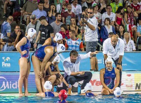 Quarterfinal WaterPolo Women s Hungary HUN (White Cup) Vs Canada CAN (Blue Cup) Team Hungary (HUN) Time Out Day 11 24 07 2017 XVII FINA World Championships Aquatics City Park - Varosliget Lake Budapest Hungary Photo Pasquale Mesiano Deepbluemedia Insidefoto pasqualexmesiano