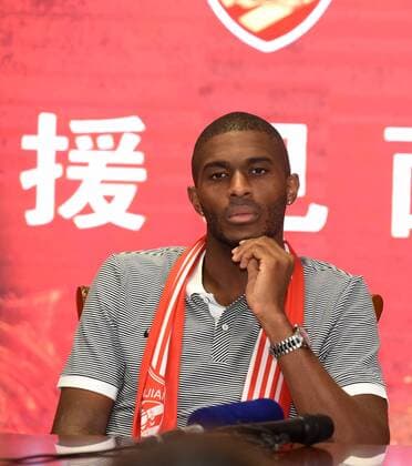 French football star Anthony Modeste attends a press conference PK Pressekonferenz of Tianjin Quanjian Football Club in Tianjin, China, 17 July 2017. Anthony Modeste  20170717_82159