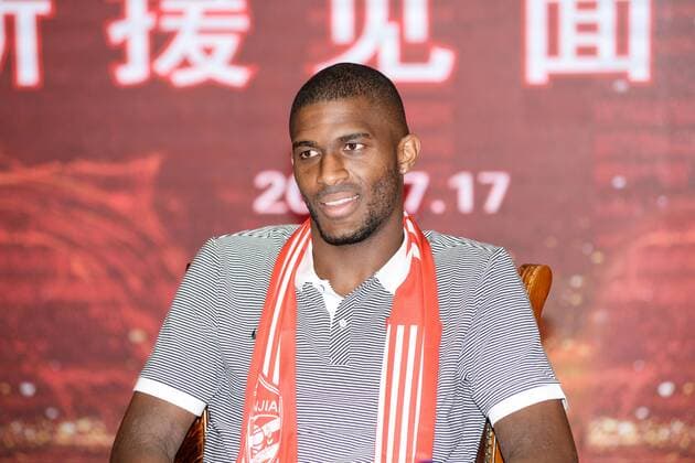 French football star Anthony Modeste attends a press conference PK Pressekonferenz of Tianjin Quanjian Football Club in Tianjin, China, 17 July 2017. Anthony Modeste  pbu653918_04