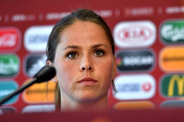 SOCCER - UEFA EURO EM Europameisterschaft Fussball 2017, ISL vs AUT ROTTERDAM,NETHERLANDS,25.JUL.17 - WOMEN SOCCER - UEFA Women s European Championship EM Europameisterschaft 2017, Group C, Iceland vs Austria, preview, press conference PK Pressekonferenz ISL. Image shows Sara Bjork Gunnarsdottir (ISL). GEPAxpictures xFlorianxErtl