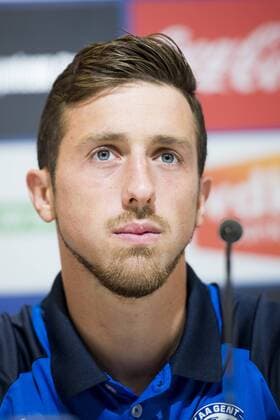 Gent s Brecht Dejaegere pictured during a press conference PK Pressekonferenz of Belgian first division soccer team KAA Gent ahead of the first leg of the third qualifying round for the UEFA Europa League competition, Wednesday 26 July 2017 in Gent. KAA Gent plays against Austrian team Altach on Thursday. JASPERxJACOBS  x05139064x
