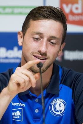 Gent s Brecht Dejaegere pictured during a press conference PK Pressekonferenz of Belgian first division soccer team KAA Gent ahead of the first leg of the third qualifying round for the UEFA Europa League competition, Wednesday 26 July 2017 in Gent. KAA Gent plays against Austrian team Altach on Thursday. JASPERxJACOBS  x05139060x