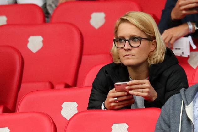 Die ehemalige Nationalspielerin Saskia Bartusiak im Publikum, beobachtet das Geschehen, Fussball, UEFA Women s EURO 2017, Russland - Deutschland, xozx