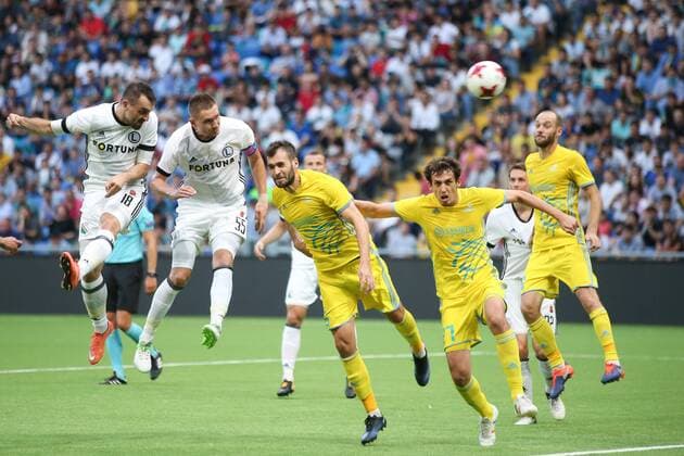 ASTANA 26.07.2017 PIERWSZY MECZ III RUNDA KWALIFIKACJE LIGA MISTRZOW SEZON 2017 18: FK ASTANA - LEGIA WARSZAWA --- UEFA CHAMPIONS LEAGUE FIRST LEG THIRD QUALIFYING ROUND MATCH: FC ASTANA - LEGIA WARSAW MICHAL KUCHARCZYK ARTUR JEDRZEJCZYK MARIN ANCIC DMITRIJ SZOMKO IWAN MAJEWSKIJ FOT. PIOTR KUCZA FOTOPYK NEWSPIX.PL --- Newspix.pl  170726PYK0011