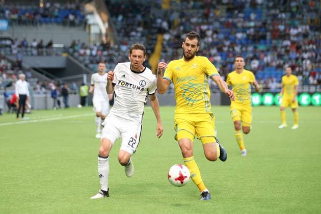 ASTANA 26.07.2017 PIERWSZY MECZ III RUNDA KWALIFIKACJE LIGA MISTRZOW SEZON 2017 18: FK ASTANA - LEGIA WARSZAWA --- UEFA CHAMPIONS LEAGUE FIRST LEG THIRD QUALIFYING ROUND MATCH: FC ASTANA - LEGIA WARSAW KASPER HAMALAINEN MARIN ANCIC FOT. PIOTR KUCZA FOTOPYK NEWSPIX.PL --- Newspix.pl  170726PYK0003