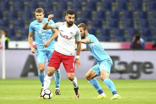SOCCER - UEFA CL quali, RBS vs Rijeka SALZBURG,AUSTRIA,26.JUL.17 - SOCCER - UEFA Champions League qualification, Red Bull Salzburg vs HNK Rijeka. Image shows Munas Dabbur (RBS) and Dario Zuparic (Rijeka). GEPAxpictures xFelixxRoittner