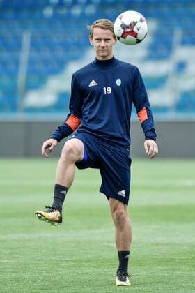 Forward of FK Mlada Boleslav Jan Chramosta attends a training session prior to the 3rd qualifying round, 1st leg of Football European League match FK Mlada Boleslav vs Albanian Skenderbeu in Mlada Boleslav, Czech Republic, July 26, 2017. (CTKxPhoto RadekxPetrasek) CTKPhotoP201707260878701  PER 16K