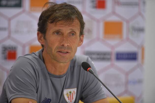 Athletic Club Bilbao - press conference PK Pressekonferenz - Jose Angel Ziganda - 26 07 2017 Athletic Club Bilbao - Europa League - Press conference in Bucharest, National Arena Stadium - Bucharest, Romania, 26.07.2017 - Coach Jose Angel Ziganda during the press conference before the game in Europa League Dinamo Bucharest - Athletic Club Bilbao Copyright: xRaphaelxSerresx