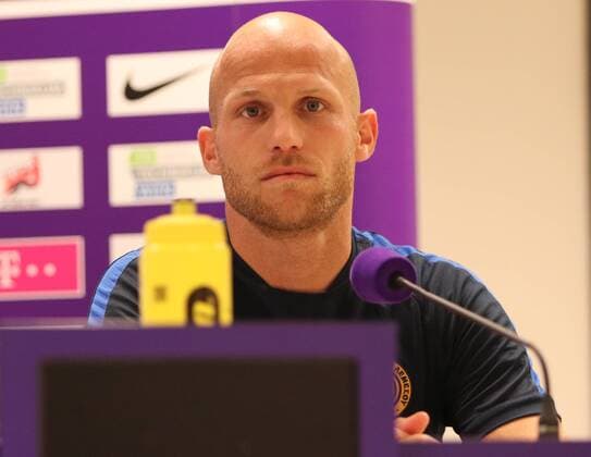 SOCCER - UEFA EL quali, A.Wien vs Limassol, preview VIENNA,AUSTRIA,26.JUL.17 - SOCCER - UEFA Europa League qualification, FK Austria Wien vs AEL Limassol, preview, press conference PK Pressekonferenz Limassol. Image shows Andreas Avraam (Limassol). GEPAxpictures xChristianxOrt