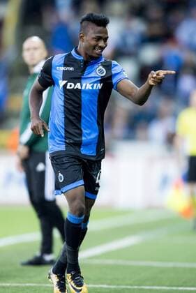 Club s Emmanuel Bonaventure Dennis celebrates after scoring during a soccer game between Belgian team Club Brugge KSV and Turkish club Istanbul Basaksehir F.K., the first leg of the third qualifying round for the UEFA Champions League competition, Wednesday 26 July 2017 in Brugge. JASPERxJACOBS  x05139302x