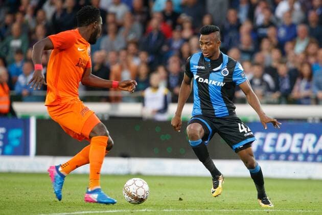 Club s Emmanuel Bonaventure Dennis scores the 1-0 goal during a soccer game between Belgian team Club Brugge KSV and Turkish club Istanbul Basaksehir F.K., the first leg of the third qualifying round for the UEFA Champions League competition, Wednesday 26 July 2017 in Brugge. KURTxDESPLENTER  x05139328x