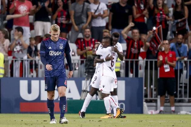 NICE, 26-07-2017, Stadion Allianz Riviera , seizoen 2017 2018 , play off wedstrijd voor de Champions League OGC Nice - Ajax . Ajax speler Matthijs de Ligt baalt na de 1-0 Nice - Ajax  x1656172x