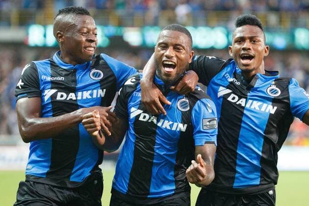 Club s Stefano Denswil (C) celebrates with his teammates after scoring the 2-0 goal from a free kick during a soccer game between Belgian team Club Brugge KSV and Turkish club Istanbul Basaksehir F.K., the first leg of the third qualifying round for the UEFA Champions League competition, Wednesday 26 July 2017 in Brugge. KURTxDESPLENTER  x05139342x