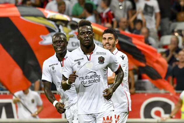 Joie OGC Nice - Mario Balotelli (OGC Nice) FOOTBALL : OGC Nice vs Ajax - Tour preliminaire de ligue des champions - Nice - 26 07 2017 NorbertScanella Panoramic 