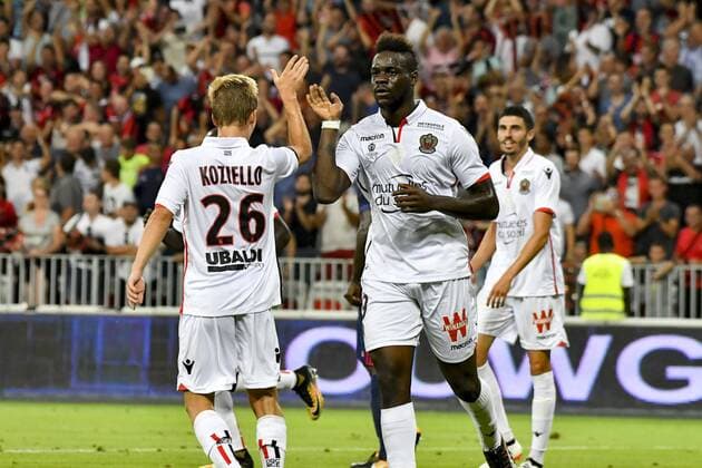 Joie OGC Nice - Mario Balotelli (OGC Nice) - Vincent Koziello (OGC Nice) FOOTBALL : OGC Nice vs Ajax - Tour preliminaire de ligue des champions - Nice - 26 07 2017 NorbertScanella Panoramic 