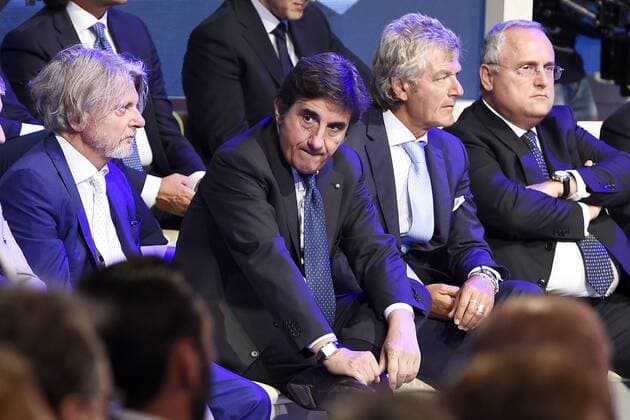 Db Milano 26 07 2017 - presentazione calendari serie A 2017-2018 foto Daniele Buffa Image nella foto: Giancarlo Antognoni-Massimo Ferrero-Urbano Cairo-Claudio Lotito 