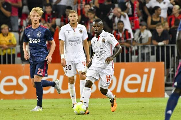 Jean Michael Seri (OGC Nice) - Kasper Dolberg (Ajax) FOOTBALL : OGC Nice vs Ajax - Tour preliminaire de ligue des champions - Nice - 26 07 2017 NorbertScanella Panoramic 