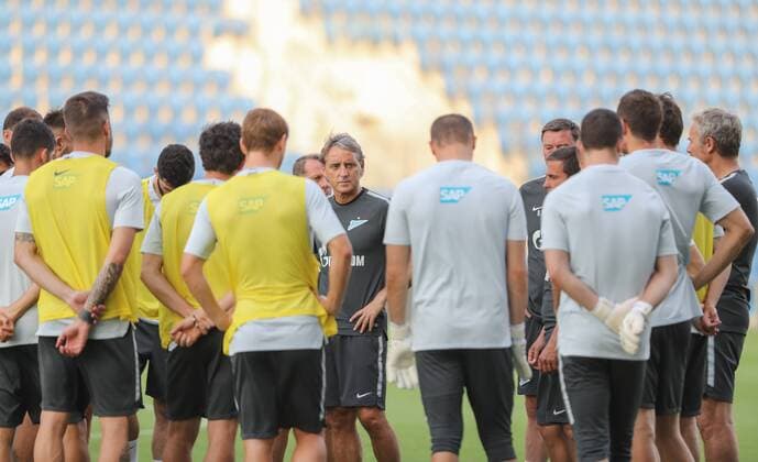 July 26, 2017 - Petah Tiqwa, Israel - Head coach Roberto Mancini (C) of FC Zenit Saint Petersburg during traing session before the UEFA Champions League 2017 2018 Third qualifying round, 1st leg match between Petah Tikva (ISR) and Zenit Saint Petersburg (RUS) at Ha Moshava stadium in Petah Tikva, Israel, on 26 July 2017. Zenit Saint Petersburg press conference PK Pressekonferenz and training  - ZUMAn230 20170726_zaa_n230_140 Copyright: xAhmadxMorax