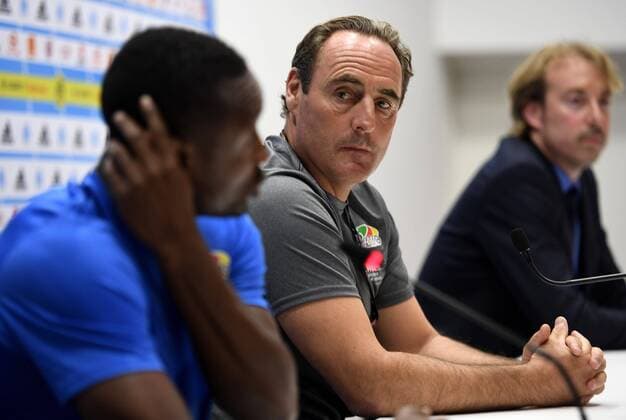 MARSEILLE, FRANCE - JUNE 26 : Yves Vanderhaeghe head coach pictured during the press conference PK Pressekonferenz the day before Europa league third qualifying round , 1st leg match between Olympique de Marseille and KV Oostende on June 26, 2017 in Marseille, France, 26 07 2017 FOOTBALL : Conference De Presse Ostende - Marseille - 26 07 2017 PhotoNews Panoramic 