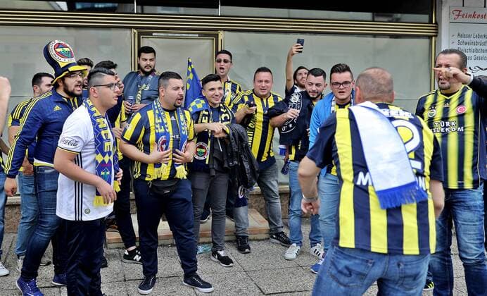 SOCCER - EL quali, Sturm vs Fenerbahce GRAZ,AUSTRIA,27.JUL.17 - SOCCER - UEFA Europa League qualification, SK Sturm Graz vs Fenerbahce Istanbul. Image shows fans of Fenerbahce. GEPAxpictures xM.xOberlaender